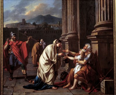 بيليزير (500-565) يسأل عن ألومون. (بيليساريوس - فلافيوس بيليساريوس) لوحة لجاك لويس ديفيد (1748-1825) بواسطة جاك لويس ديفيد