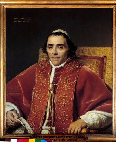 Half-body portrait of Pope Pius VII (Gregoire Chiaramonti), Pope in 1800 (1742-1823) Painting by Jacques Louis David (1748-1825) 19th century Sun. 0,91x0,85 m. - Half-body portrait of Pope Pius VII (Gregoire Chiaramonti), pope in 1800 (1742-1823). Painting بواسطة جاك لويس ديفيد
