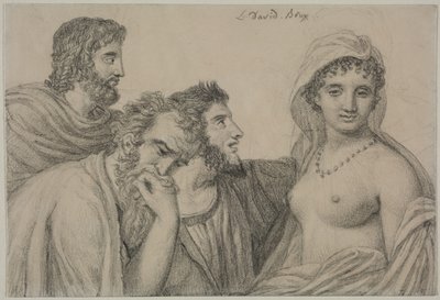 فرينيه أمام القضاة، حوالي 1816-1820 (طباشير أسود على ورق منسوج) بواسطة جاك لويس ديفيد