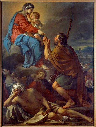 القديس روش يصلي للعذراء من أجل وقف الطاعون. لوحة جاك لويس ديفيد (1748-1825) بواسطة جاك لويس ديفيد
