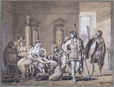 رحيل هيكتور ، c.1812 (قلم وحبر وقلم رصاص على ورق) بواسطة جاك لويس ديفيد