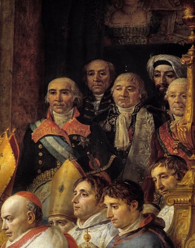 The Rite of Napoleon. Detail representing the ambassadors (Admiral de Gravina (ambassador of Spain, died 1805), General Armstrong (ambassador of the United States), Monsieur de Marescalchi (minister of the Italian rep.), Mohamed sayd - halet effendi (ambas بواسطة جاك لويس ديفيد