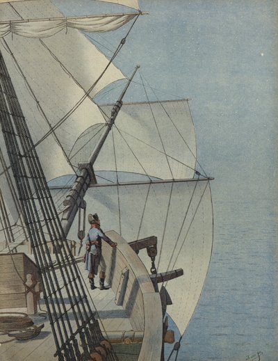 نابليون بونابرت على سطح السفينة بواسطة Jacques Marie Gaston Onfray de Breville (Job)