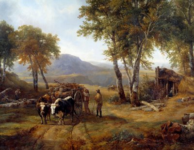 الحطابين في غابة التفاصيل. لوحة لريموند براسكاسات (1804-1867) 1832 نانت ، متحف الفنون الجميلة بواسطة جاك ريموند براكاسات