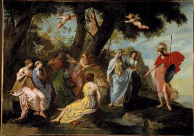 Minerve in the Muses Painting by Jacques Stella (1596-1657) 1640 Sun. 1,16x1,62 m بواسطة جاك ستيلا