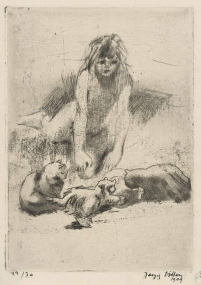 Minne et les chats buvant (Minne and the Drinking Cats) ، من جناح Le bain de Minne (Minne بواسطة Jacques Villon