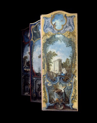 الأثاث: رسم شاشة على ورق maroufle لجاك دي لاجوي (1686-1761) من القرن الثامن عشر بواسطة جاك دي لاجوي