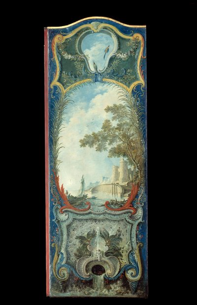 Furniture: painting screen on maroufle paper by Jacques de Lajoue (1686-1761) 18th century بواسطة جاك دي لاجوي