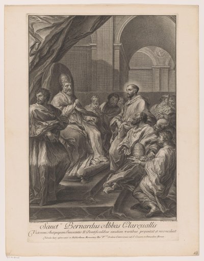 Heilige Bernardus van Clairvaux voor paus Innocent II Sanctus Bernardus Abbot of Clareuallis (العنوان على الكائن) بواسطة كارلو ماراتا