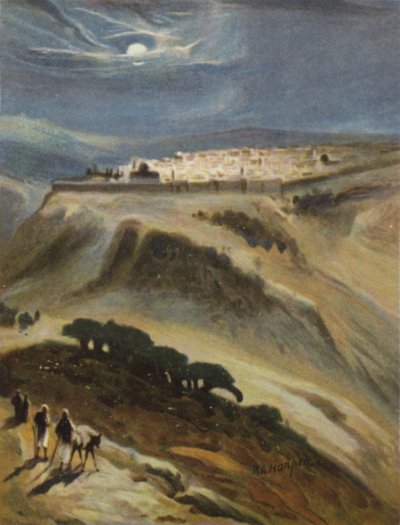 القدس (ضوء القمر) من جبل المشارف (لون ليثو) بواسطة جيمس (بعد) كلارك