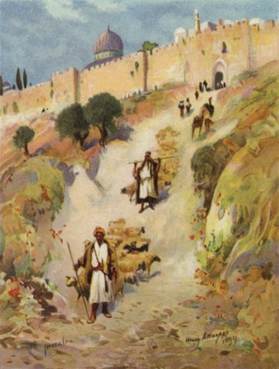 القدس ، بوابة القديس ستيفن (لون ليثو) بواسطة جيمس (بعد) كلارك