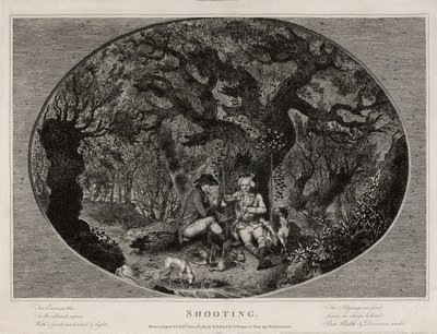 Shooting, engraved by Robert Pollard (1755-1838), published in 1784 (litho) بواسطة جيمس (بعد) بولارد