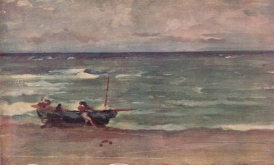 الوئام باللون الأزرق والفضي: Beaching The Boat ، Etretat ، c1897 بواسطة جيمس أبوت ماكنيل ويسلر