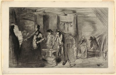 Print ، The Forge ، من سلسلة Etchings on the Thames ومواضيع أخرى ، 1861 بواسطة جيمس أبوت ماكنيل ويسلر