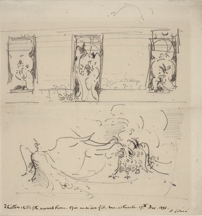 رسم تخطيطي لغرفة الطاووس ، 1898 بواسطة جيمس أبوت ماكنيل ويسلر