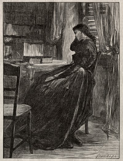 خطبة المحاكمة: جوانا دوجلاس في مكتبها ، 1862. بواسطة جيمس أبوت ماكنيل ويسلر