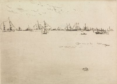 سفن القوات ، من مجموعة من اثني عشر نقشًا بعنوان الاستعراض البحري ، 1887 بواسطة جيمس أبوت ماكنيل ويسلر