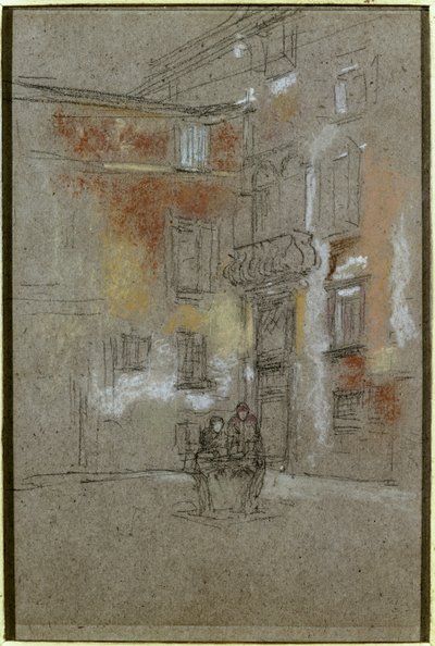 الفناء الفينيسي: Corte Bollani ، 1880 (الطباشير والباستيل على ورق بني) بواسطة جيمس أبوت ماكنيل ويسلر