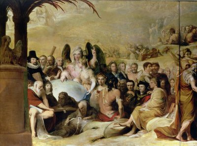 Elysium ، أو حالة القصاص النهائي ، السادس في سلسلة تقدم الثقافة البشرية والمعرفة c.1777-84 ، تفاصيل العلماء والفلاسفة الذين ينظرون إلى العالم (انظر al بواسطة جيمس باري