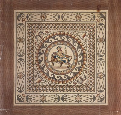 الرصيف الروماني المكسو بالفسيفساء ، اكتشف في شارع ليدينهال ، لندن ، 1804 بواسطة جيمس باسير الثاني