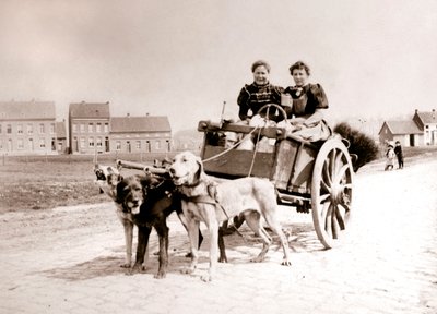 الكلاب تسحب النساء على عربة ، أنتويرب ، 1898. بواسطة جيمس باتكين