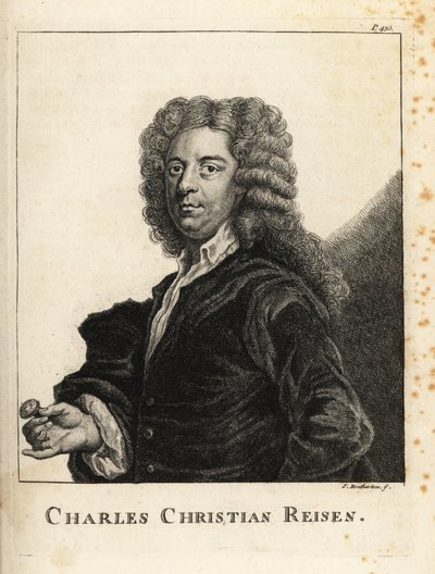 صورة شخصية لتشارلز كريستيان رايزن (1680-1725) ، حفار أحجار كريمة إنجليزي ونقش ختم بواسطة جيمس بريثرتون