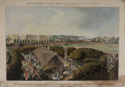 منظر لمتنزهات وأراضي Abbey Taverns ، فيوليت هيل ، مارليبون ، عام 1870 بواسطة جيمس د بارنيت