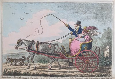 كوكني وزوجته ذاهبين إلى وايكومب ، نشرتها هانا همفري في عام 1805 (النقش الملون يدويًا باستخدام أكواتنت) بواسطة جيمس جيلراي