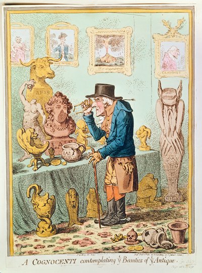 A Cognocenti تفكر في جمال يي أنتيك ، التي نشرتها هانا همفري ، 1801 (النقش الملون يدويًا) بواسطة جيمس جيلراي