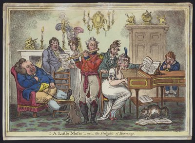 القليل من الموسيقى ، أو المسرات الوئام (النقش الملون) بواسطة James Gillray