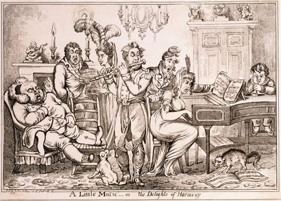 موسيقى صغيرة أو مسرات الوئام ، نقشها ويليام بروكاس ، طبعها في لندن سايد بوتيهام ، 1810 بواسطة جيمس جيلراي