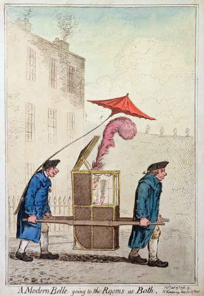 حسناء حديثة تذهب إلى الغرف في باث ، نشرتها هانا همفري في عام 1796 (النقش الملون يدويًا) بواسطة جيمس جيلراي