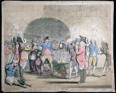 طريقة جديدة لسداد الدين الوطني ، نشرها دبليو هولاند في عام 1786 (النقش الملون باليد والنقش) بواسطة جيمس جيلراي