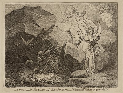 نظرة خاطفة على حذار من اليعقوبية ، أو الحقيقة عظيمة وستسود ، 1798 (النقش على الورق) بواسطة جيمس جيلراي
