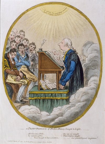 تم الكشف عن أستاذ تافه للتاريخ الحديث للضوء ، نشرته هانا همفري في عام 1810 (النقش باستخدام aquatint) بواسطة James Gillray