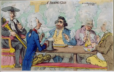نادي للتدخين ، نشرته هانا همفري عام 1793 (حفر يدوي) بواسطة جيمس جيلراي