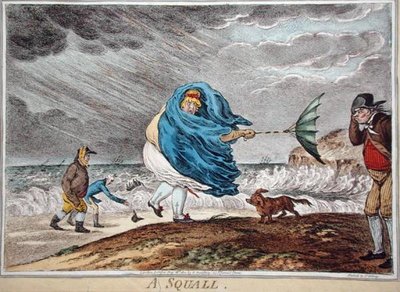 عاصفة ، نشرتها هانا همفري عام 1810 (نقش ملون يدويًا) بواسطة جيمس جيلراي