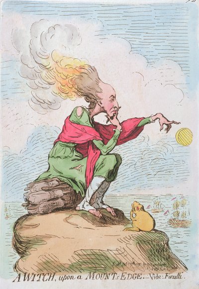ساحرة ، على حافة الجبل ، أو Fuzelli ، نشرتها هانا همفري في 1791 (النقش الملون يدويًا) بواسطة جيمس جيلراي