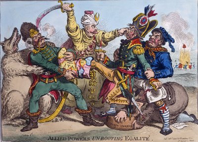 الحلفاء القوى غير Boot Egalite ، نشرته هانا همفري في 1799 (النقش الملون يدويًا) بواسطة جيمس جيلراي