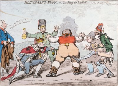 برت بليندمان ، أو Too Many for John Bull ، نشرته Hannah Humphrey في عام 1795 (النقش الملون يدويًا) بواسطة جيمس جيلراي