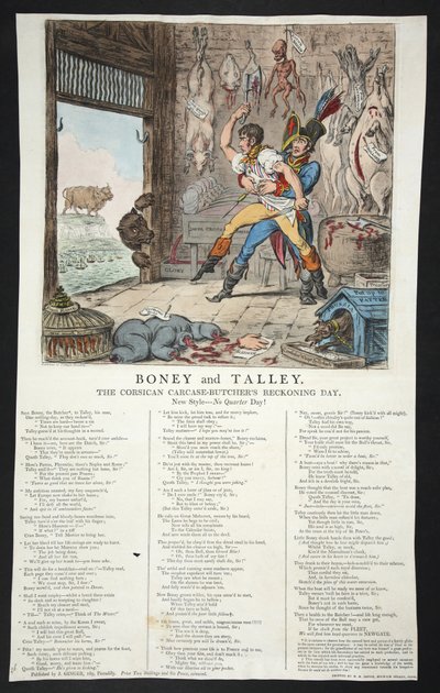 بوني وتالي ، يوم الحساب - الكورسيكان الجاسوس - لا يوجد يوم ربع !، ص. 1803 (نقش يدوي) بواسطة جيمس جيلراي