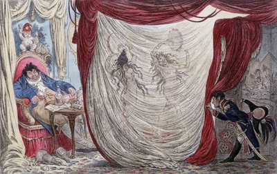 رسم كاريكاتوري عن نابليون وبول باراس وجوزفين ومادموزيل دي فونتيني ، يُدعى أوسي تيريزا (تيريزا أو تيريزيا) كاباروس أو مدام تالين (تالين) أو هؤلاء السيدات يرقصن عاريات من أجل باراس ، تحت عين نابليون الخفية [كانت جوزفين ، في ال بواسطة جيمس جيلراي
