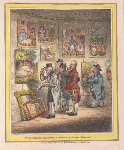 متذوقون يفحصون مجموعة من حانة جورج مورلاندز. 1807 (نقش يدوي) بواسطة جيمس جيلراي
