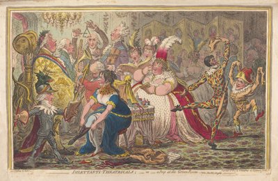Dilettanti Theatricals أو نظرة خاطفة في الغرفة الخضراء ، بالفيديو. Pic-Nic-Orgies ، حانة. 1803 (نقش يدوي) بواسطة جيمس جيلراي