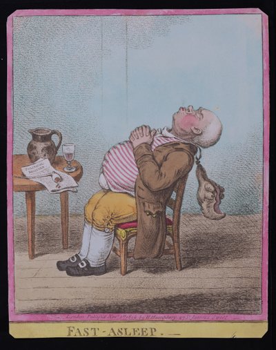 Fast Asleep ، التي نشرتها هانا همفري في عام 1806 (النقش الملون يدويًا) (انظر أيضًا 189789) بواسطة جيمس جيلراي