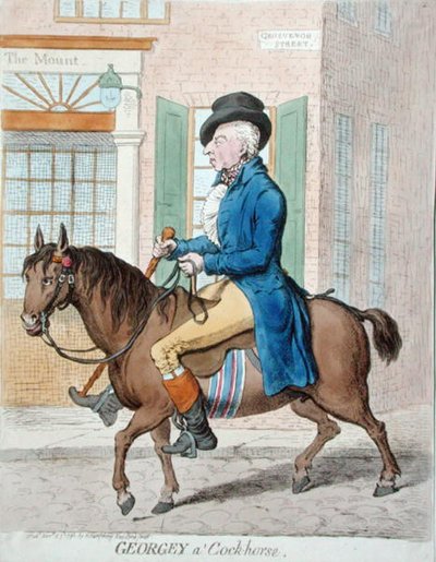 Georgey a 'Cockhorse ، التي نشرتها هانا همفري عام 1796 (نقش ملون يدويًا) بواسطة جيمس جيلراي