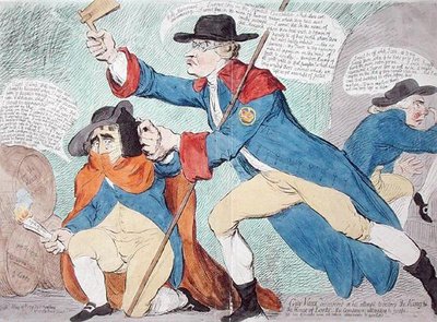 اكتشف جاي فو في محاولة لتدمير الملك وبيت اللوردات ، الذي نشرته هانا همفري في عام 1791 (نقش ملون يدويًا) بواسطة جيمس جيلراي