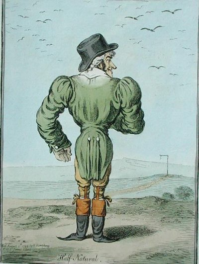 نصف عادي ، نشرته هانا همفري عام 1799 (نقش ملون يدويًا) بواسطة جيمس جيلراي