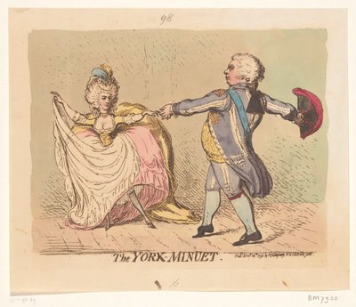 دوقة يورك وأمير ويلز يرقصان مينوت ، 1791 The York Minuet (العنوان على الكائن) بواسطة هانا همفري
