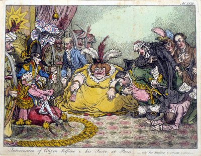 تقديم Citizen Volpone وجناحه في باريس (نابليون بونابرت ؛ آرثر أوكونور ؛ إليزابيث بريدجيت فوكس (née Cane) ؛ تشارلز جيمس فوكس ؛ توماس إرسكين بواسطة جيمس جيلراي
